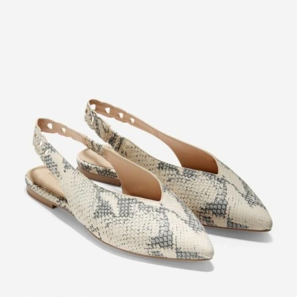Cole Haan Merritt Snakeskin Embossed Slingback Point